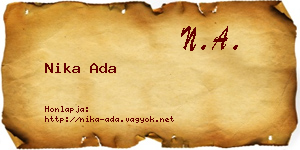 Nika Ada névjegykártya